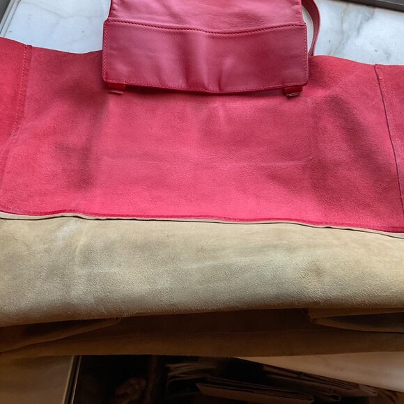 Celine Vertical HIPPO Horizontal Cabas bi-color Tote Red Brown - Picture 16 of 16